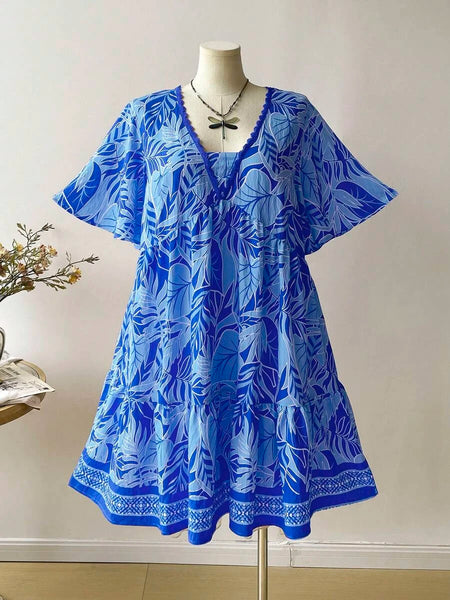 PLUS SIZE Kalea Midi Dress - Blue-Plus Size Dresses- Boheme Junction