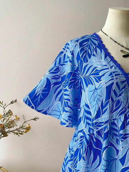 PLUS SIZE Kalea Midi Dress - Blue-Plus Size Dresses- Boheme Junction