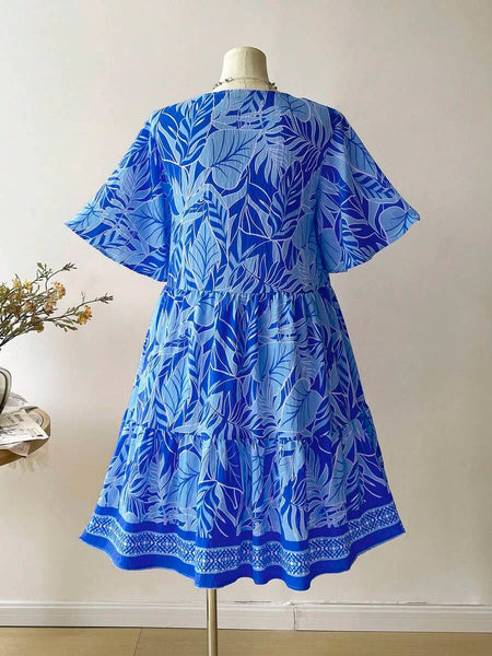 PLUS SIZE Kalea Midi Dress - Blue-Plus Size Dresses- Boheme Junction