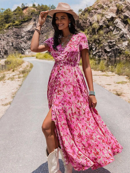 MARA Maxi Dress - Pink-Women Dresses- Boheme Junction