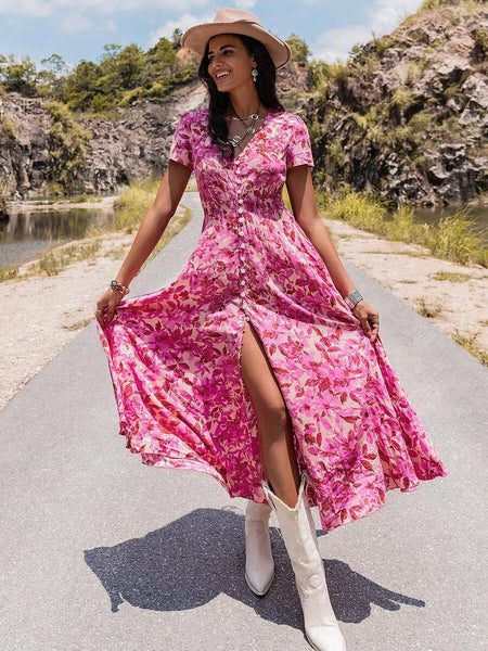 MARA Maxi Dress - Pink-Women Dresses- Boheme Junction