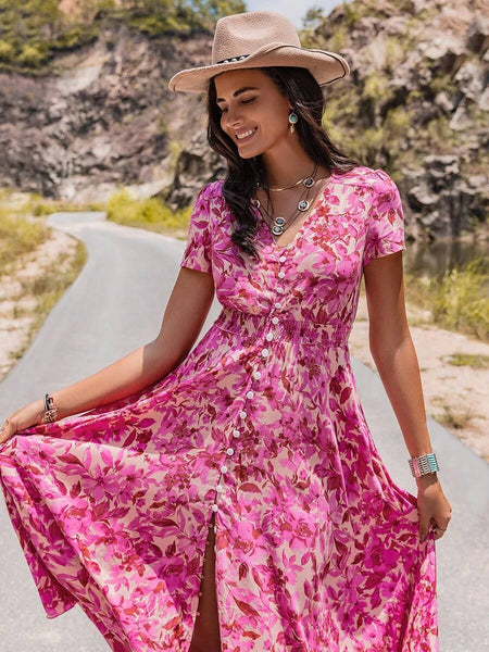 MARA Maxi Dress - Pink-Women Dresses- Boheme Junction