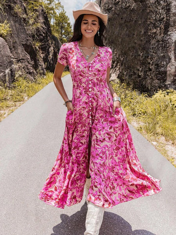 MARA Maxi Dress - Pink-Women Dresses- Boheme Junction