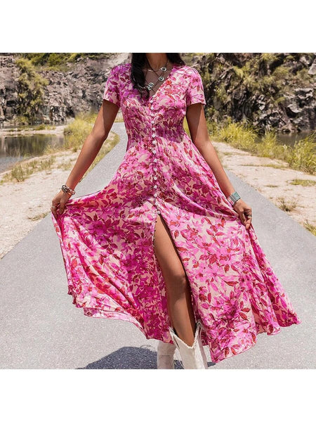 MARA Maxi Dress - Pink-Women Dresses- Boheme Junction