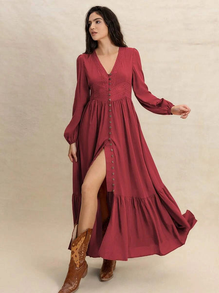 PLUS SIZE Paris Maxi Dress - Burgundy-Plus Size Dresses- Boheme Junction