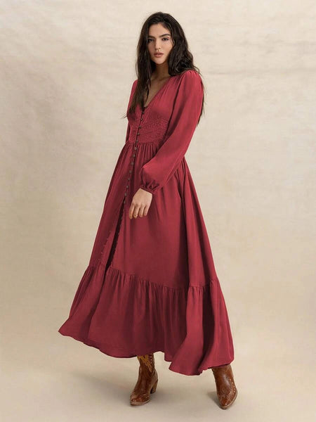 PLUS SIZE Paris Maxi Dress - Burgundy-Plus Size Dresses- Boheme Junction