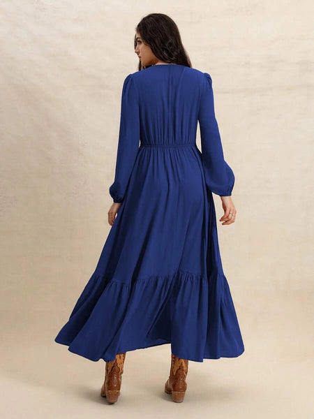 PLUS SIZE Paris Maxi Dress - Blue-Plus Size Dresses- Boheme Junction