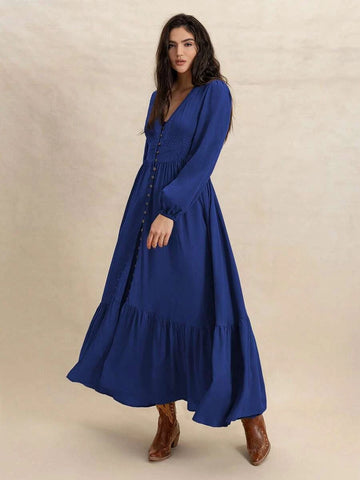 PLUS SIZE Paris Maxi Dress - Blue-Plus Size Dresses- Boheme Junction