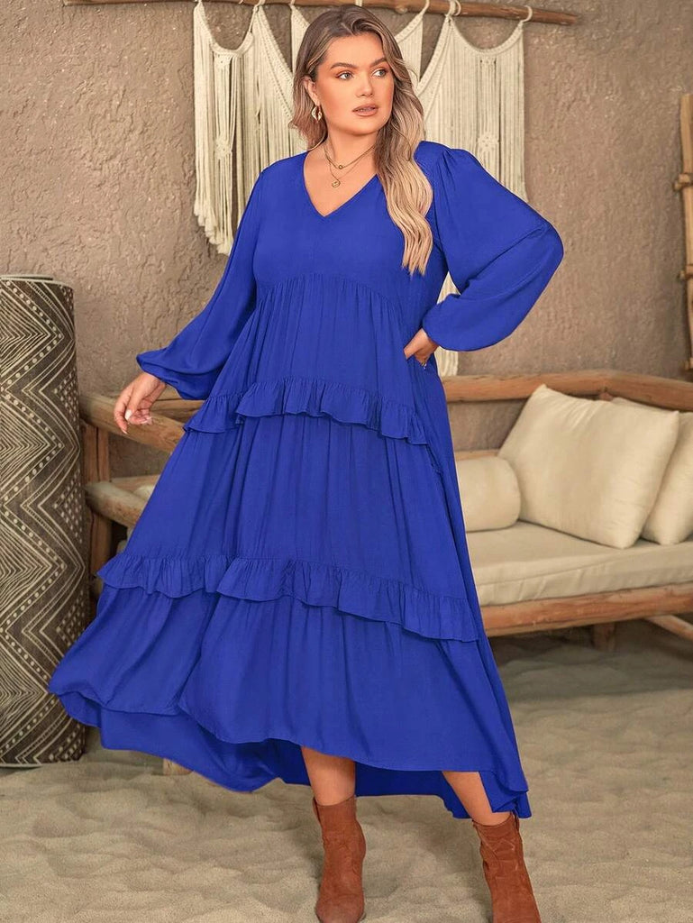 PLUS SIZE Vella Maxi Dress - Blue-Plus Size Dresses- Boheme Junction