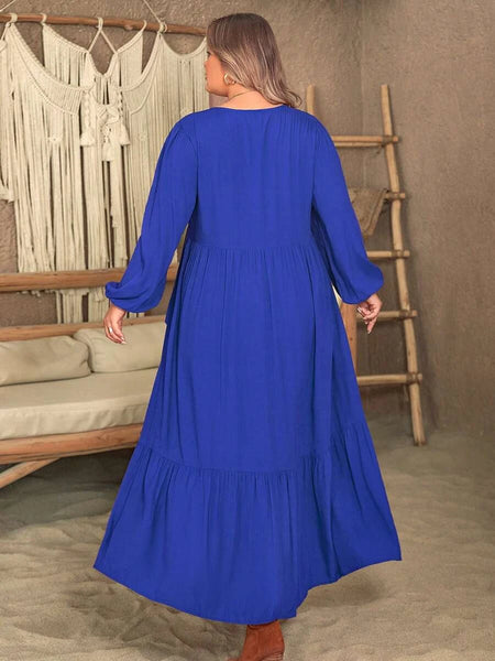 PLUS SIZE Vella Maxi Dress - Blue-Plus Size Dresses- Boheme Junction