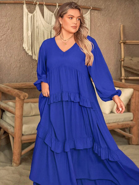 PLUS SIZE Vella Maxi Dress - Blue-Plus Size Dresses- Boheme Junction