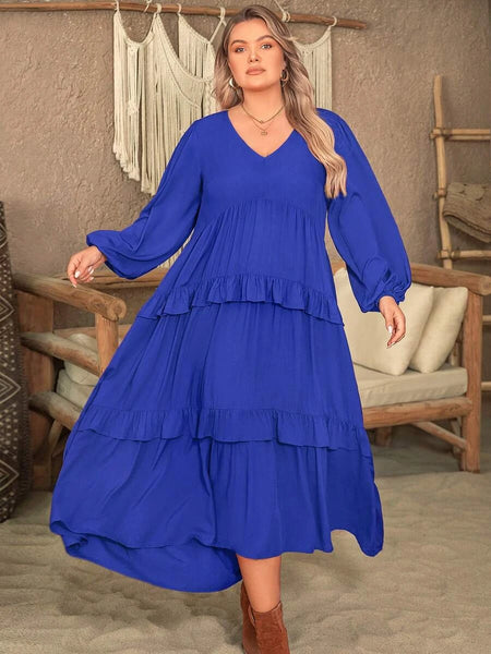 PLUS SIZE Vella Maxi Dress - Blue-Plus Size Dresses- Boheme Junction