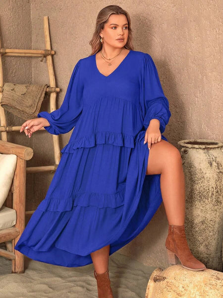 PLUS SIZE Vella Maxi Dress - Blue-Plus Size Dresses- Boheme Junction
