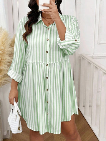 PLUS SIZE North Mini Dress - Green-Plus Size Dresses- Boheme Junction