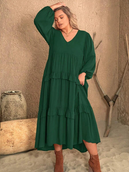 PLUS SIZE Vella Maxi Dress - Green-Plus Size Dresses- Boheme Junction