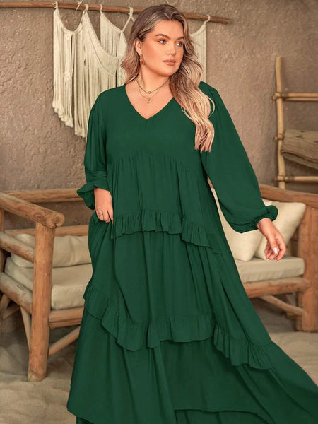 PLUS SIZE Vella Maxi Dress - Green-Plus Size Dresses- Boheme Junction
