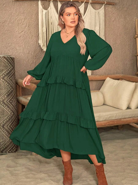 PLUS SIZE Vella Maxi Dress - Green-Plus Size Dresses- Boheme Junction