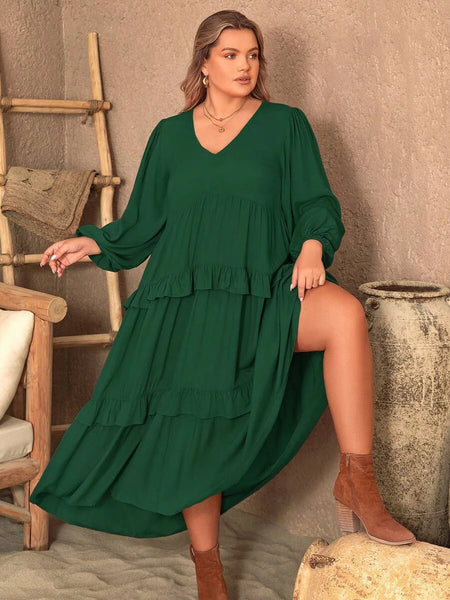 PLUS SIZE Vella Maxi Dress - Green-Plus Size Dresses- Boheme Junction