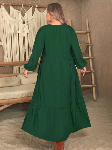 PLUS SIZE Vella Maxi Dress - Green-Plus Size Dresses- Boheme Junction