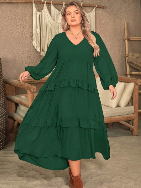 PLUS SIZE Vella Maxi Dress - Green-Plus Size Dresses- Boheme Junction