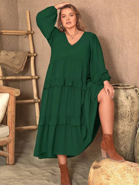 PLUS SIZE Vella Maxi Dress - Green-Plus Size Dresses- Boheme Junction