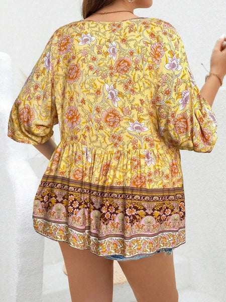 PLUS SIZE Persia Top - Yellow-Plus Size Tops- Boheme Junction