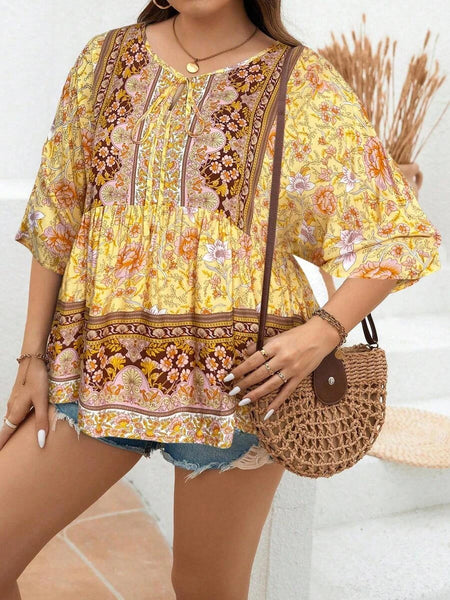 PLUS SIZE Persia Top - Yellow-Plus Size Tops- Boheme Junction