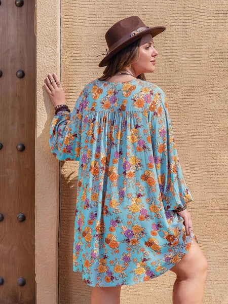 PLUS SIZE Molly Mini Dress - Sky Blue-Plus Size Dresses- Boheme Junction