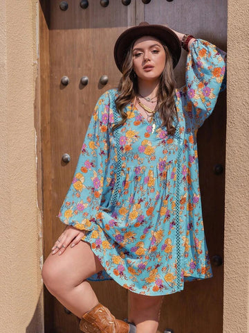 PLUS SIZE Molly Mini Dress - Sky Blue-Plus Size Dresses- Boheme Junction