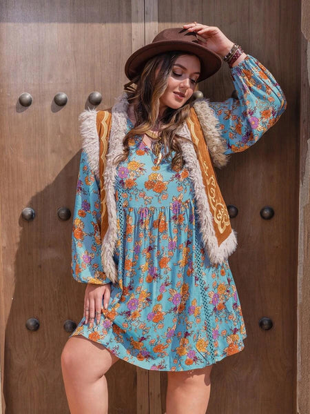 PLUS SIZE Molly Mini Dress - Sky Blue-Plus Size Dresses- Boheme Junction