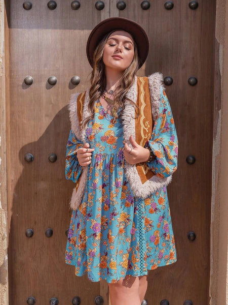 PLUS SIZE Molly Mini Dress - Sky Blue-Plus Size Dresses- Boheme Junction