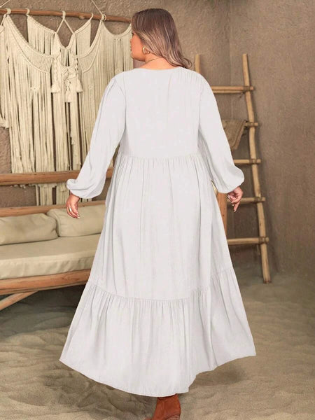 PLUS SIZE Vella Maxi Dress - White-Plus Size Dresses- Boheme Junction