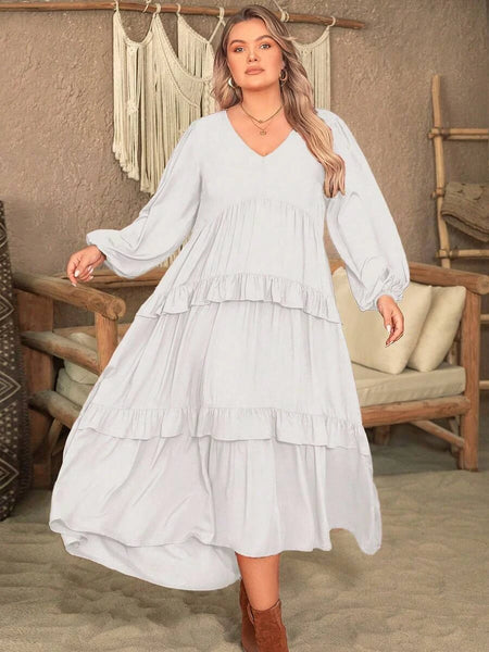 PLUS SIZE Vella Maxi Dress - White-Plus Size Dresses- Boheme Junction