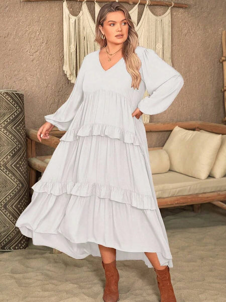PLUS SIZE Vella Maxi Dress - White-Plus Size Dresses- Boheme Junction