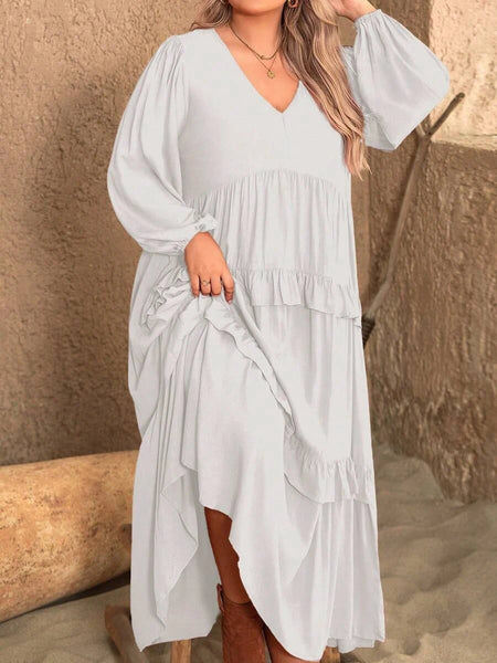 PLUS SIZE Vella Maxi Dress - White-Plus Size Dresses- Boheme Junction