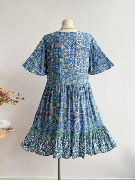 PLUS SIZE Capri Midi Dress - Blue-Plus Size Dresses- Boheme Junction