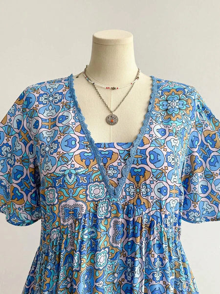 PLUS SIZE Capri Midi Dress - Blue-Plus Size Dresses- Boheme Junction