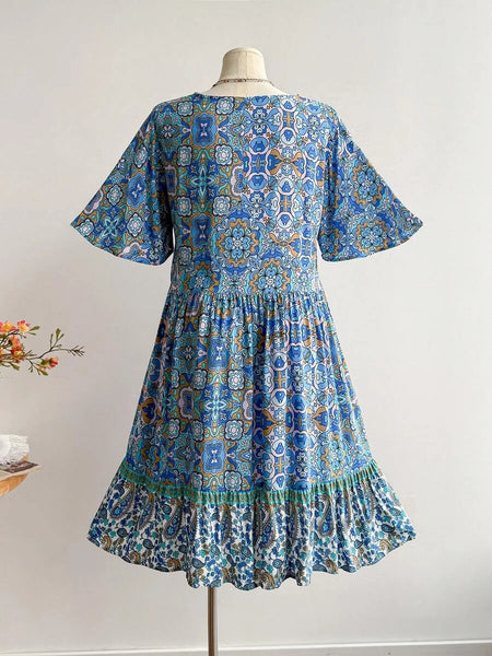 PLUS SIZE Capri Midi Dress - Blue-Plus Size Dresses- Boheme Junction