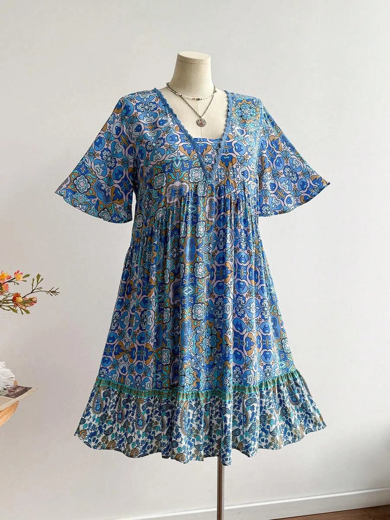 PLUS SIZE Capri Midi Dress - Blue-Plus Size Dresses- Boheme Junction