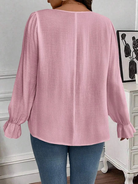 PLUS SIZE Pia Top - Pink-Plus Size Tops- Boheme Junction