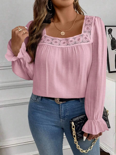 PLUS SIZE Pia Top - Pink-Plus Size Tops- Boheme Junction