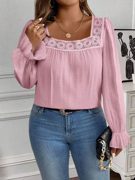 PLUS SIZE Pia Top - Pink-Plus Size Tops- Boheme Junction