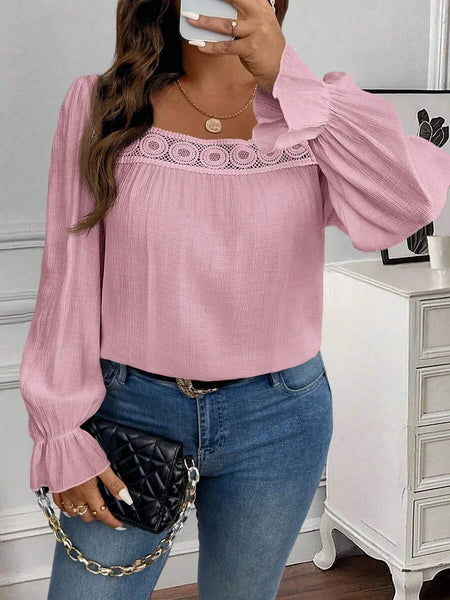 PLUS SIZE Pia Top - Pink-Plus Size Tops- Boheme Junction