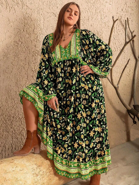 PLUS SIZE Rebekah Maxi Dress - Green-Plus Size Arabian Wear- Boheme Junction