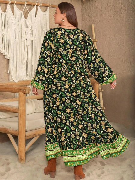 PLUS SIZE Rebekah Maxi Dress - Green-Plus Size Arabian Wear- Boheme Junction