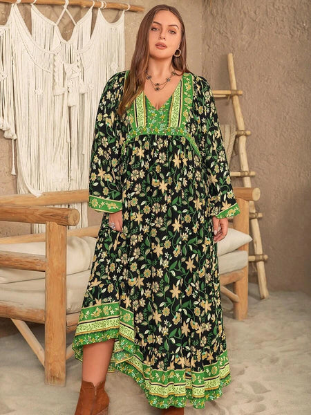 PLUS SIZE Rebekah Maxi Dress - Green-Plus Size Arabian Wear- Boheme Junction