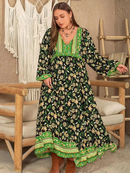 PLUS SIZE Rebekah Maxi Dress - Green-Plus Size Arabian Wear- Boheme Junction
