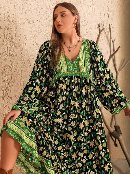 PLUS SIZE Rebekah Maxi Dress - Green-Plus Size Arabian Wear- Boheme Junction