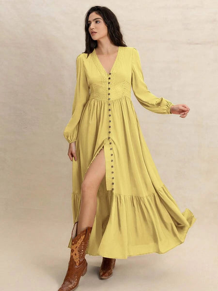 PARIS Maxi Dress - Yellow-Women Dresses- Boheme Junction