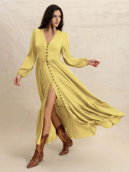 PARIS Maxi Dress - Yellow-Women Dresses- Boheme Junction